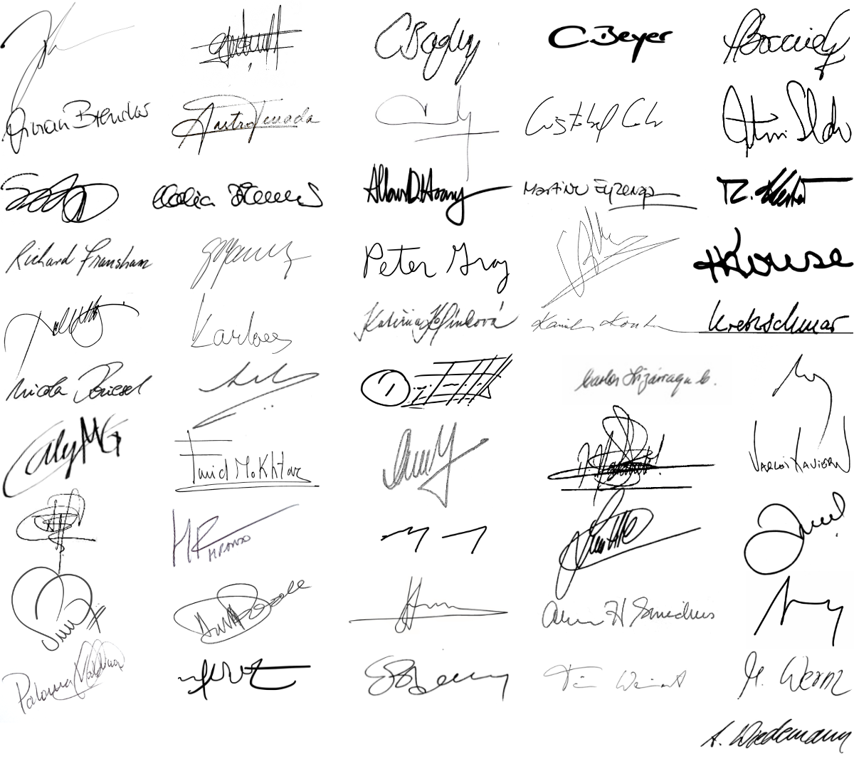 Signatures of initial signatories